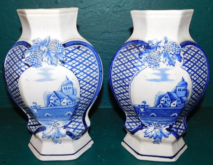 Pair Delft Vases ( One Has Restoration) (1 of 3)