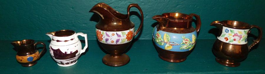 5 Pc Copper Luster Pitchers (1 of 4)