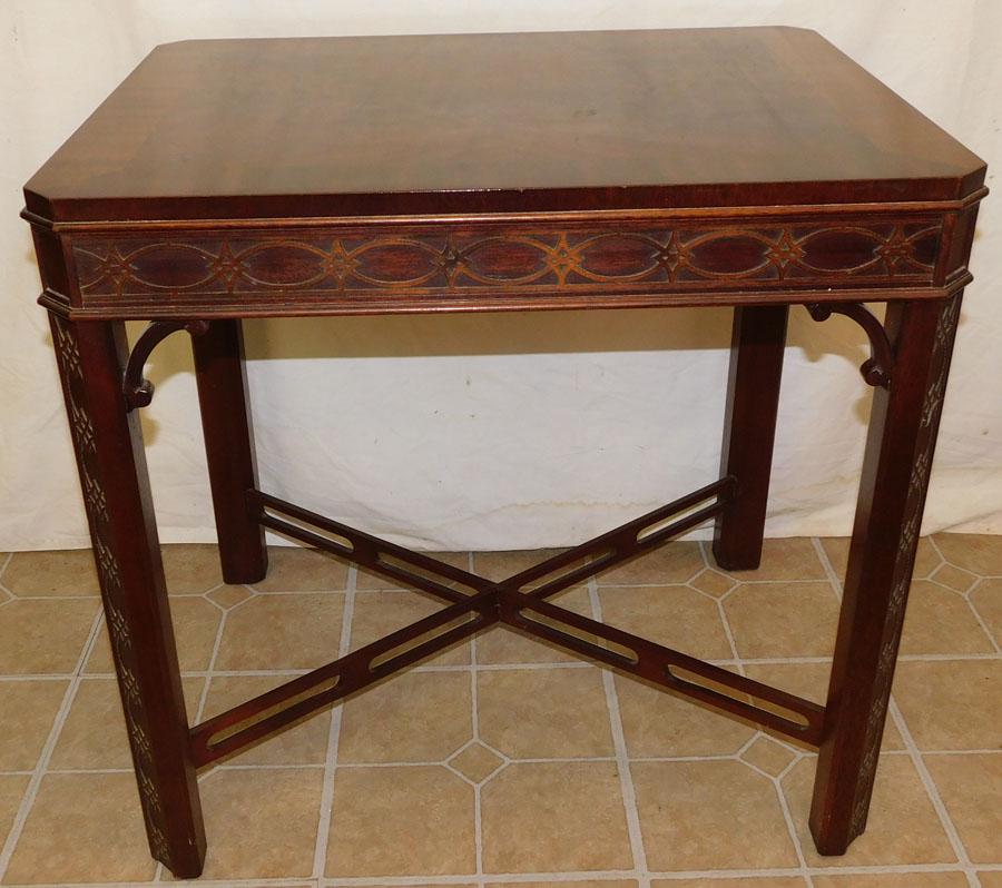 Mahogany Chinese Chipp Stretcher Base Table (1 of 3)