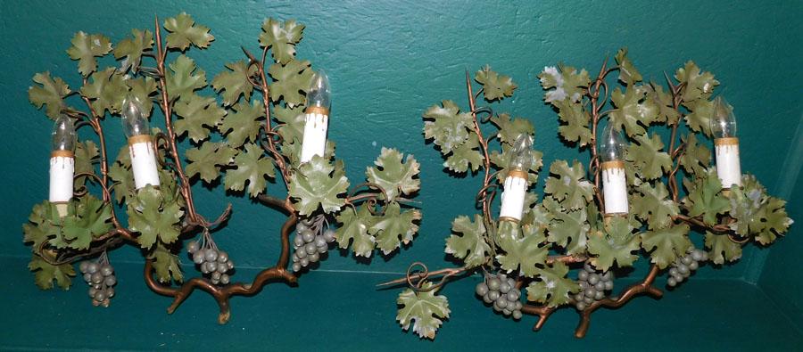 Pair Italian Paint Decorated Grape Sconces (1 of 4)