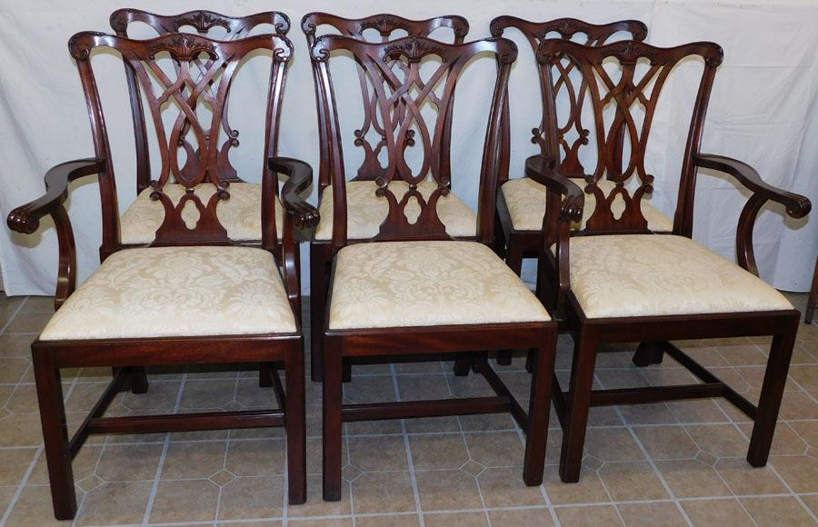 6 Henkel Harris Mah Chippendale Dining Chairs (1 of 4)