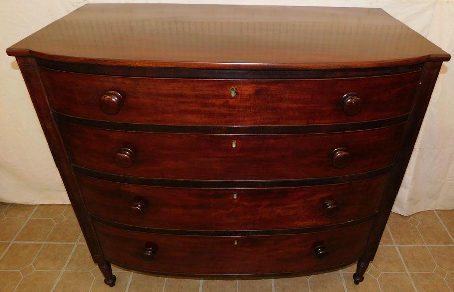 19th C Mahogany 4 Drawer Sheraton Chest (1 of 6)
