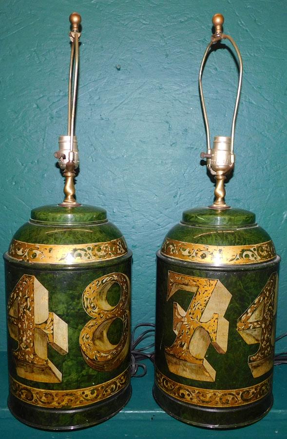 Pair English Tea Tin Lamps (1 of 4)