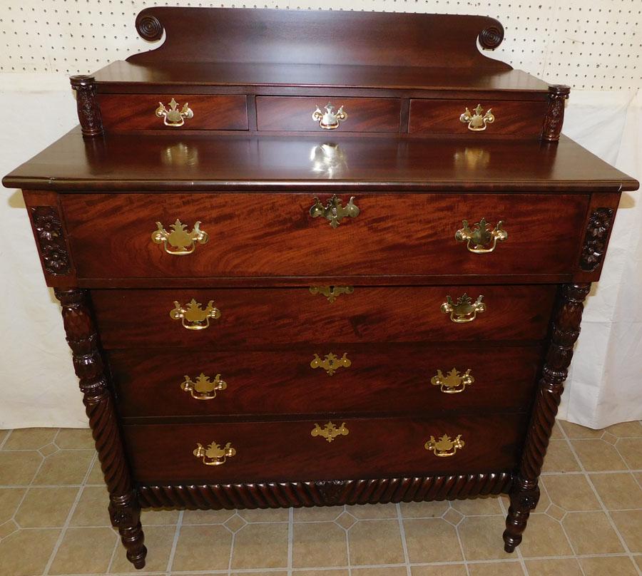 19th C Mahogany Carved Empire Chest (1 of 7)