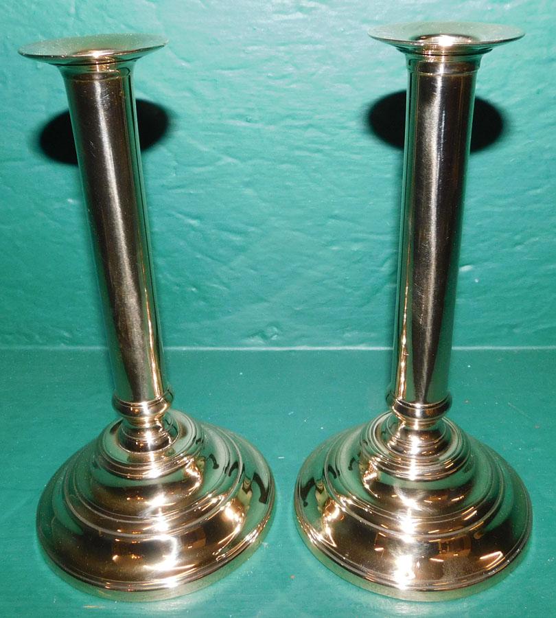Antique Brass Round Base Candlesticks (1 of 3)