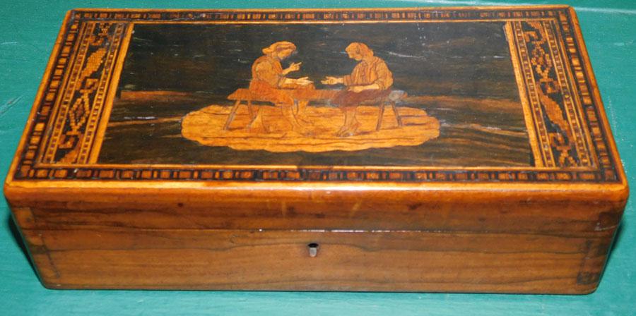 Calamander Wood Inlay Box: Calamander Wood Inlay Box. 8 3/4" W 4 1/4" D 2 1/2" H