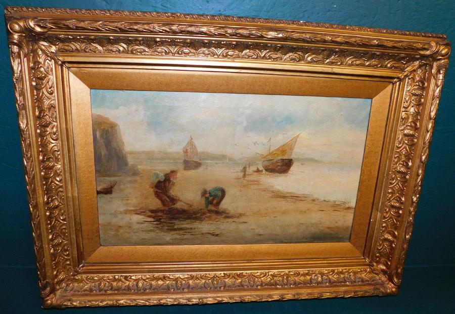 19th C Oil on Canvas Of Coastal Scene Signed (1 of 5)