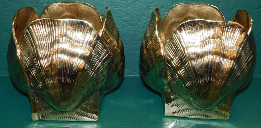 Pair Brass Shell Jardinieres (1 of 3)