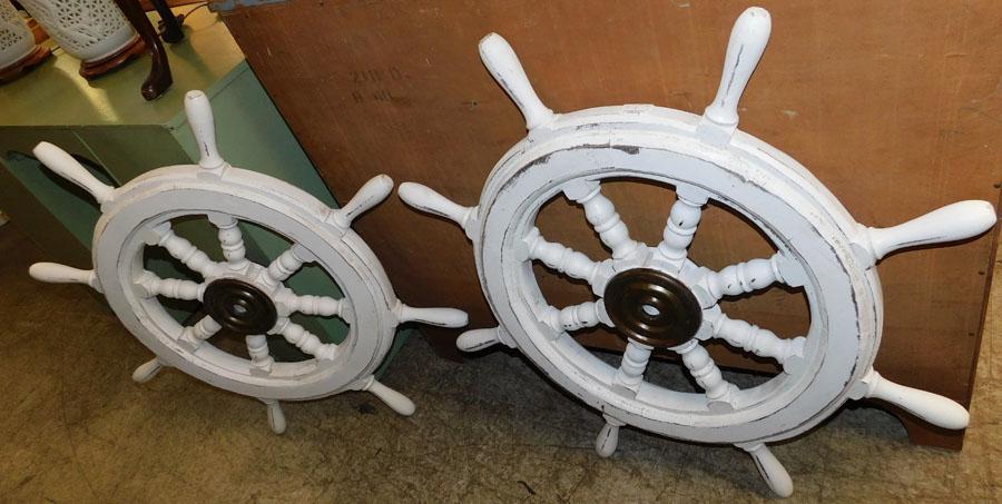 Pair Painted Ships Wheels: Pair Painted Ships Wheels 33 1/2" Dia