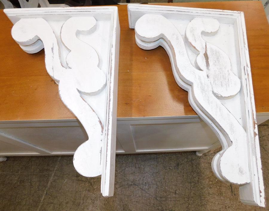 Pair Contemporary Painted Corbels: Pair Contemporary Painted Corbels 14" X 21"