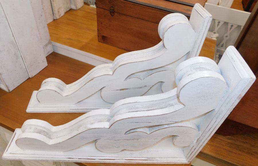 Pair Contemporary Painted Corbels: Pair Contemporary Painted Corbels 14" X 21"