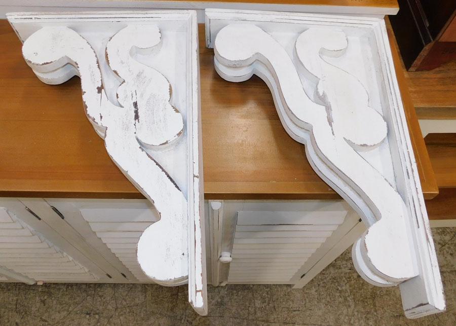 Pair Contemporary Painted Corbels: Pair Contemporary Painted Corbels 14" X 21"