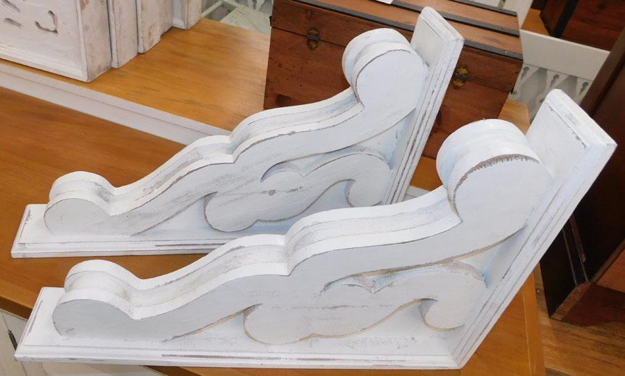 Pair Contemporary Painted Corbels: Pair Contemporary Painted Corbels 14" X 21"