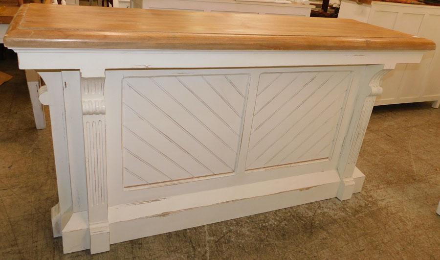 Cont Pntd Bar/Kitchen Island W/ Butcher Board Top: Contemporary Painted Bar/Kitchen Island W/ Butcher Board Top 77 1/4" W 23 3/4" D 39 1/2" H