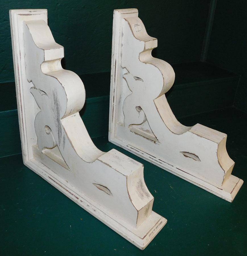 Pair Contemporary Painted Corbels: Pair Contemporary Painted Corbels 17" X 17"