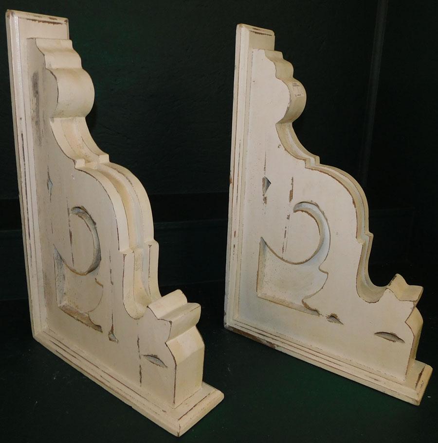 Pair Contemporary Painted Corbels: Pair Contemporary Painted Corbels 14" X 21"
