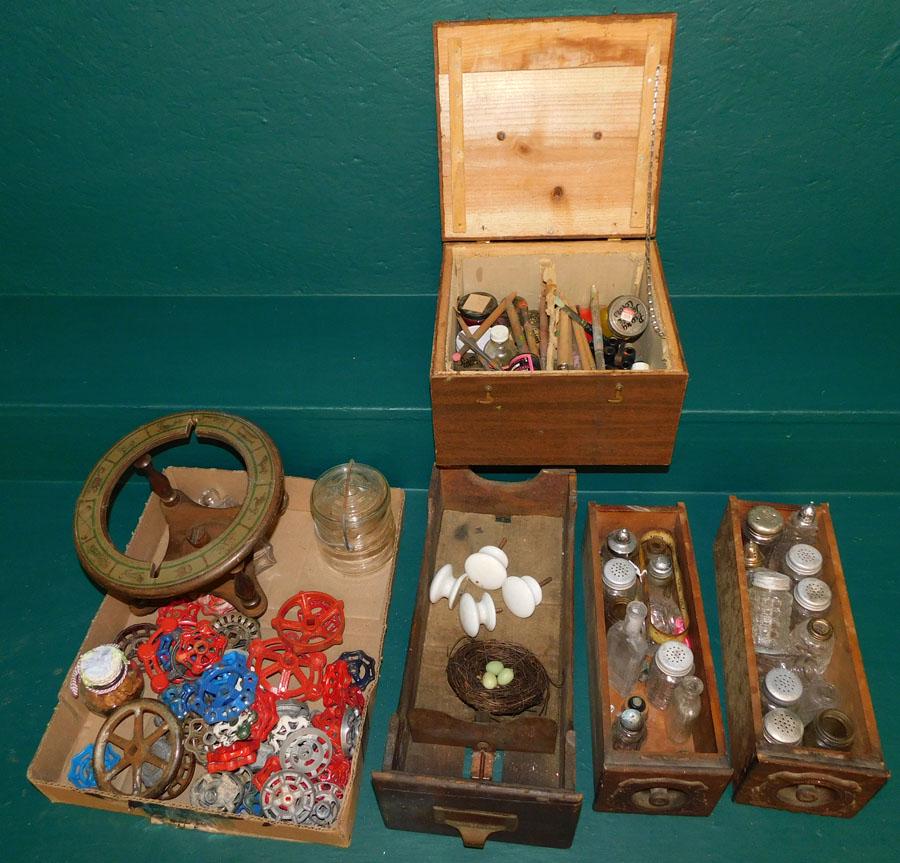 Box Lot S&P Shakers, Drawers Metal Faucet Handles: Box Lot -- S&P Shakers Drawers Metal Faucet Handles