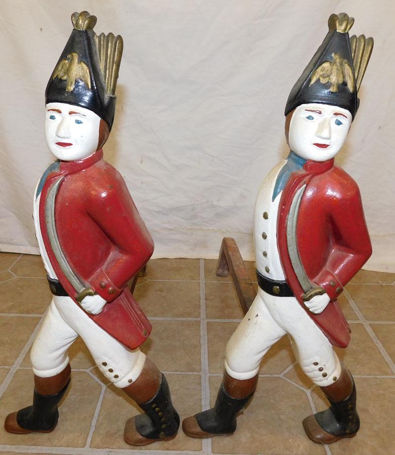Pair Hessian Soldier Cast Iron Andirons (1 of 2)