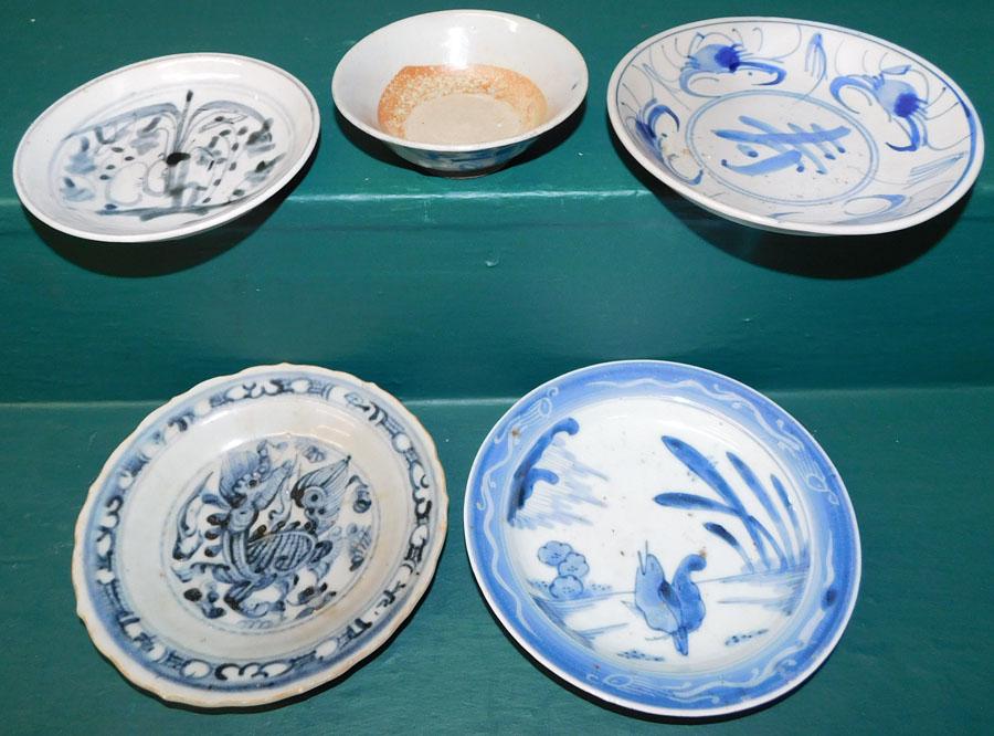 5 Chinese Blue & White Bowls (1 of 5)
