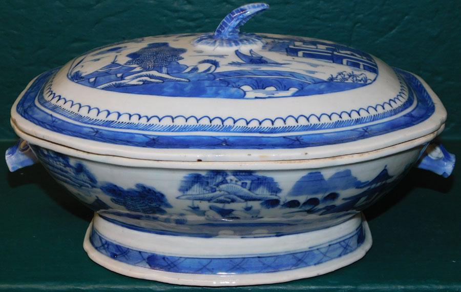 Blue & White Canton Soup Tureen (1 of 5)
