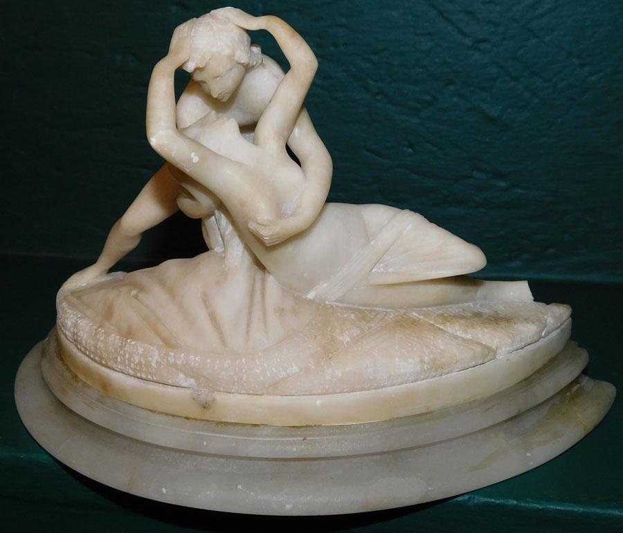 Carved Marble Sculpture On Alabaster Stand (1 of 3)