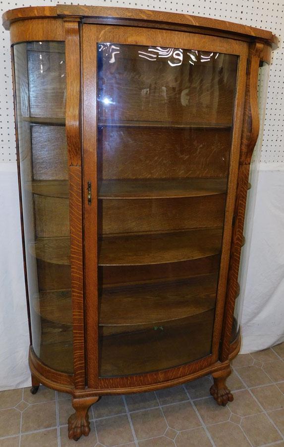 Oak Bow Front China Cabinet (1 of 3)