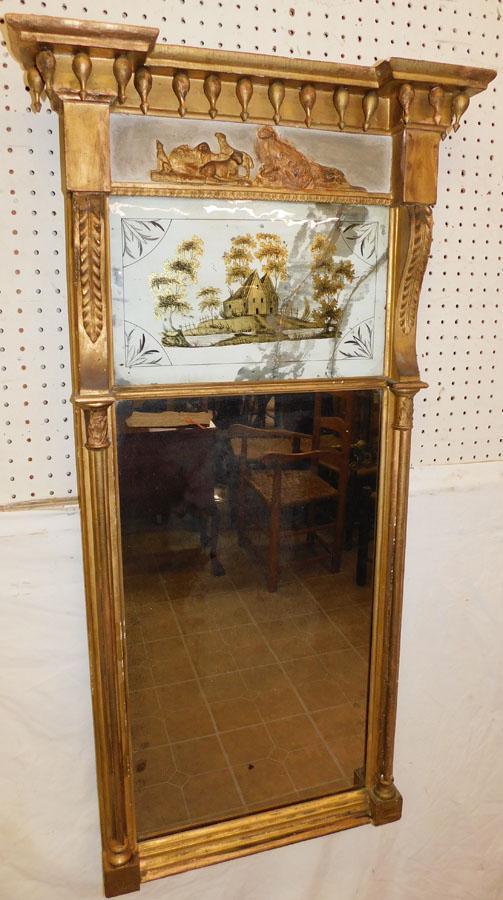 Gold Gilt Reverse Painted Trumeau Mirror (1 of 5)