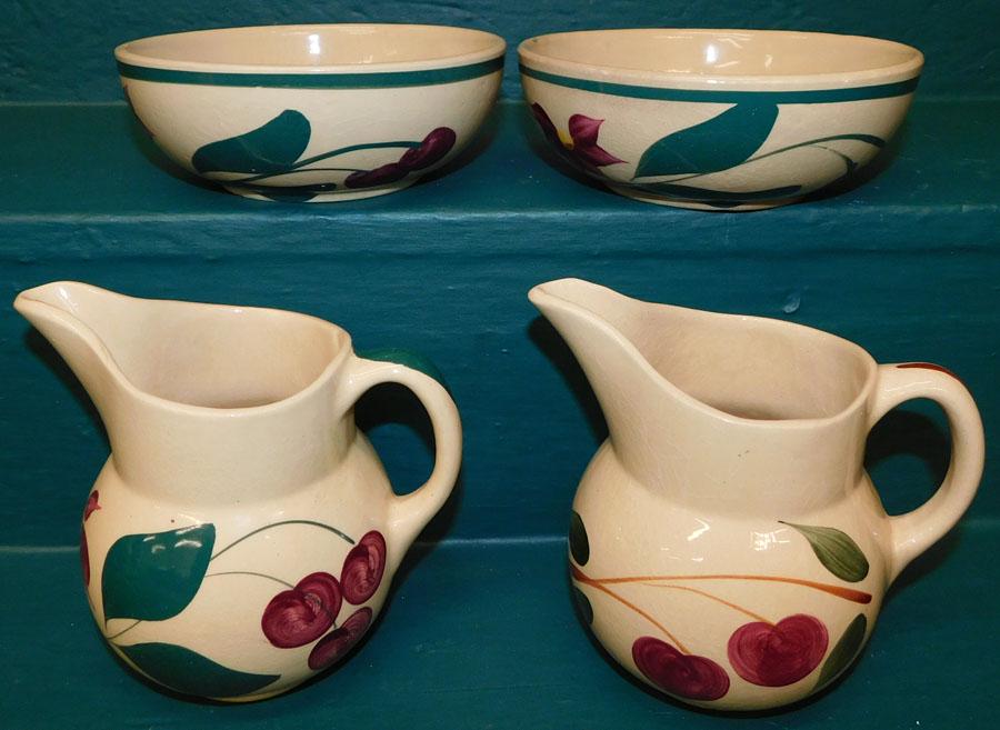 Watt Pottery Cherry -- 2 Pitchers & 2 Bowls (1 of 3)