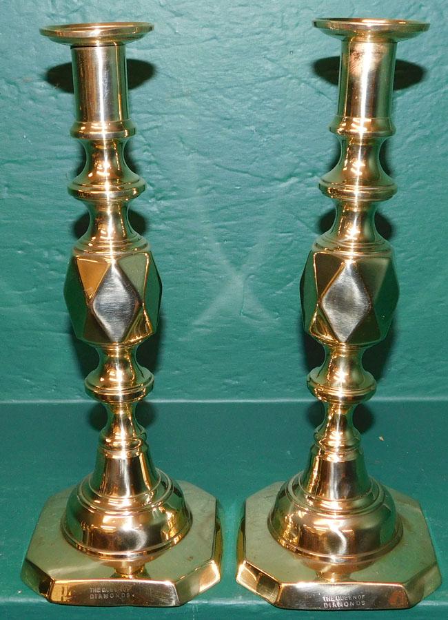 Pair Brass Queen Of Diamonds Candlesticks (1 of 3)