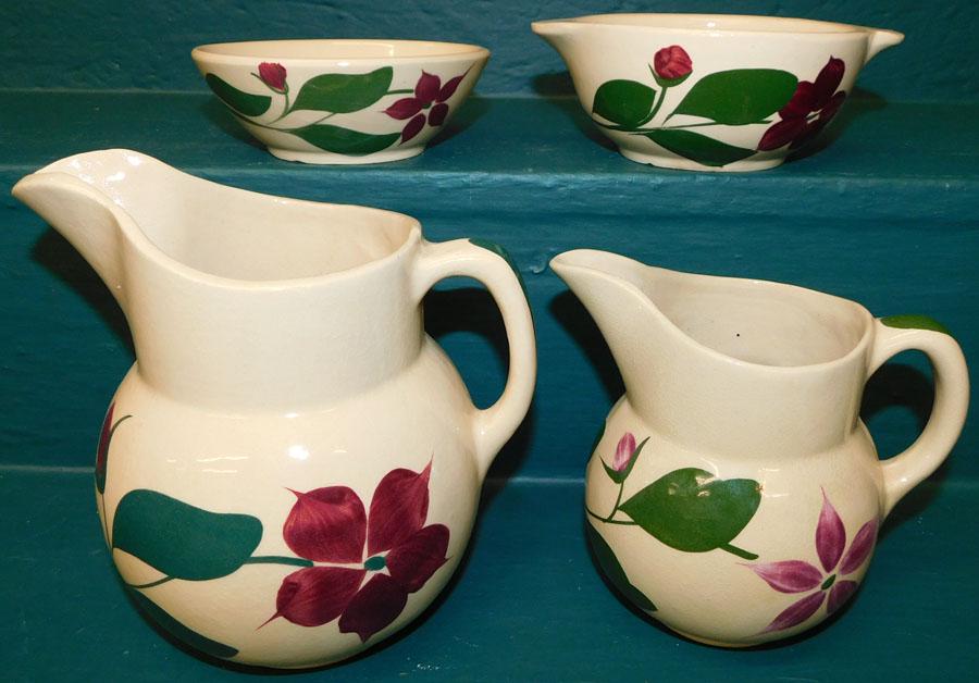 Watt Pottery Star Flower -- 2 Pitchers & 2 Bowls (1 of 2)