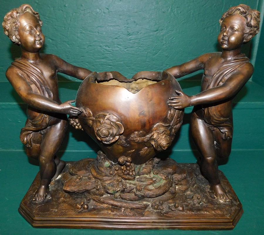 Neoclassical Bronze Vase W/ Putti Signed (1 of 5)