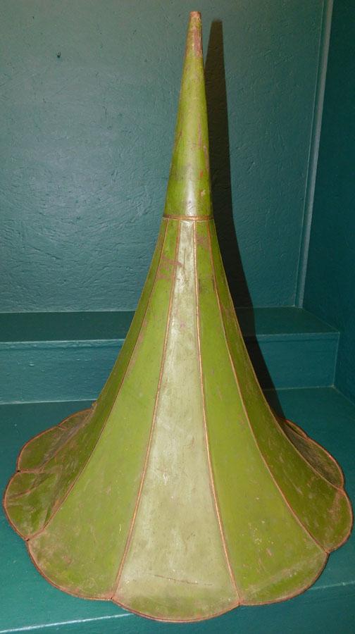 Tole Painted Phonograph Horn: Tole Painted Phonograph Horn. 23 1/4" Dia 29" H