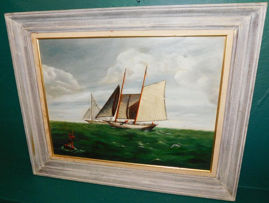 OOB Sailboat Scene Signed (1 of 5)