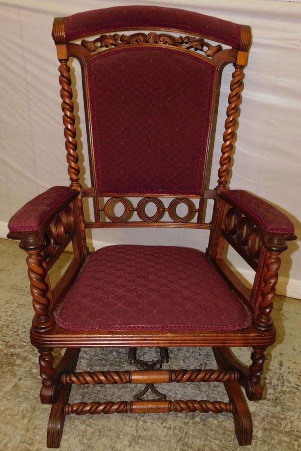 Victorian Walnut Rocking Chair: Victorian Walnut Rocking Chair. 41 1/4" H