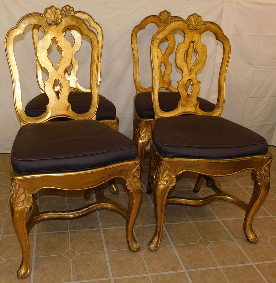 Set 4 French Gilt Painted Side Chairs (1 of 3)