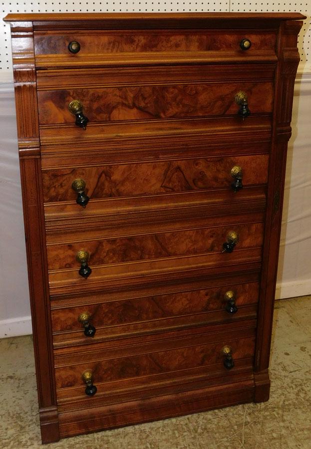 Victorian Walnut 6 Drawer Lock Side Chest (1 of 5)