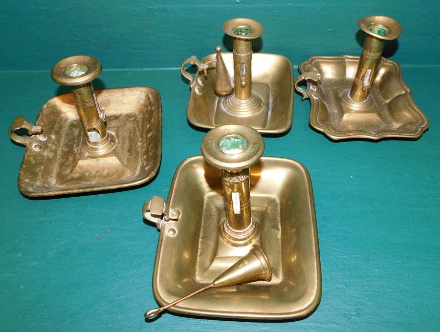 Lot Of 4 19th C Brass Candlesticks (1 of 2)