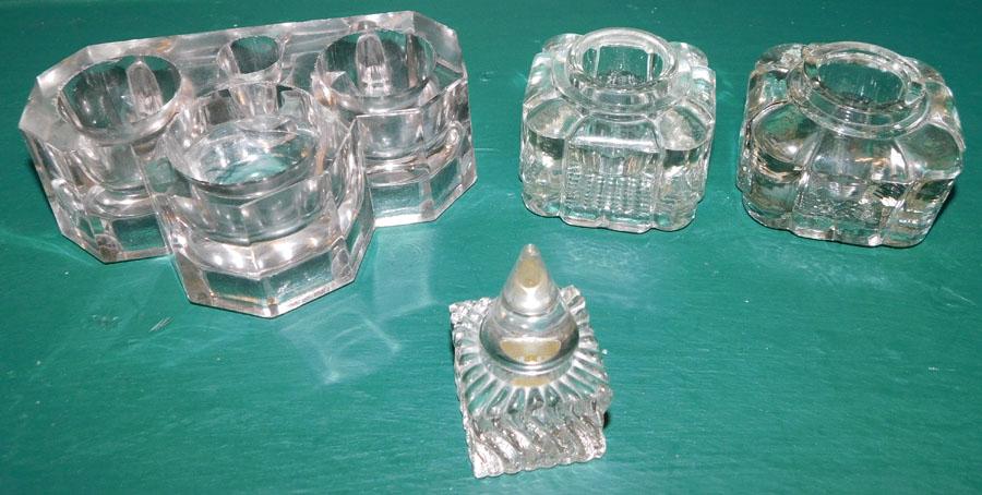 4 Pc Glass Inkstand & Ink Bottles (1 of 2)
