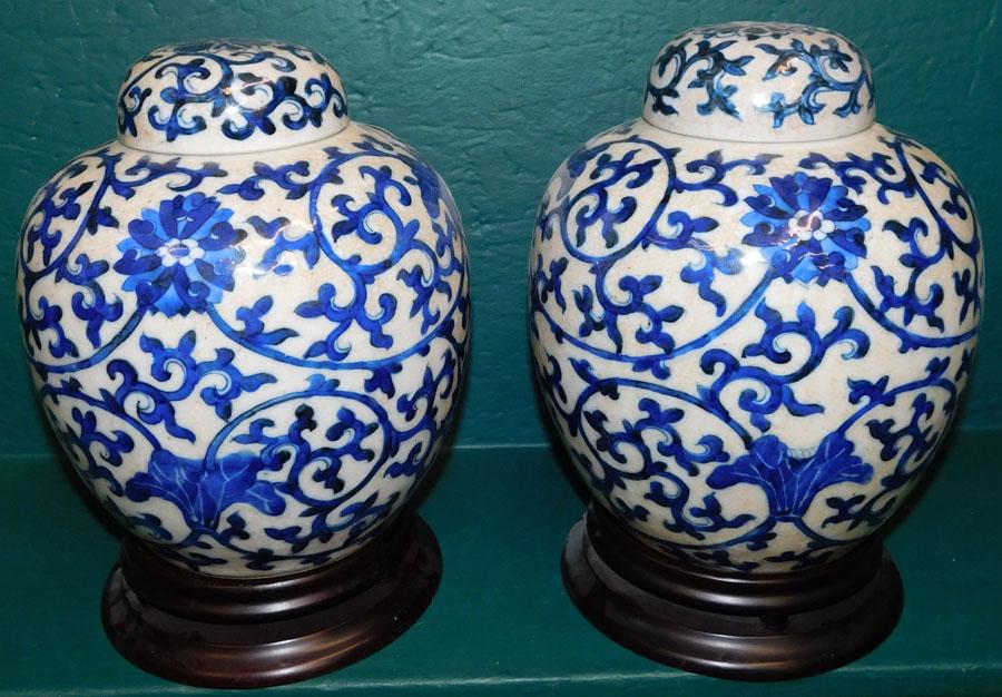 Two Blue & White Ginger Jars On Stands (1 of 6)