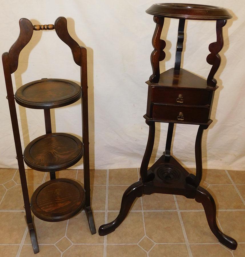 Mahogany Wig Stand &  Pine Muffin Stand (1 of 2)