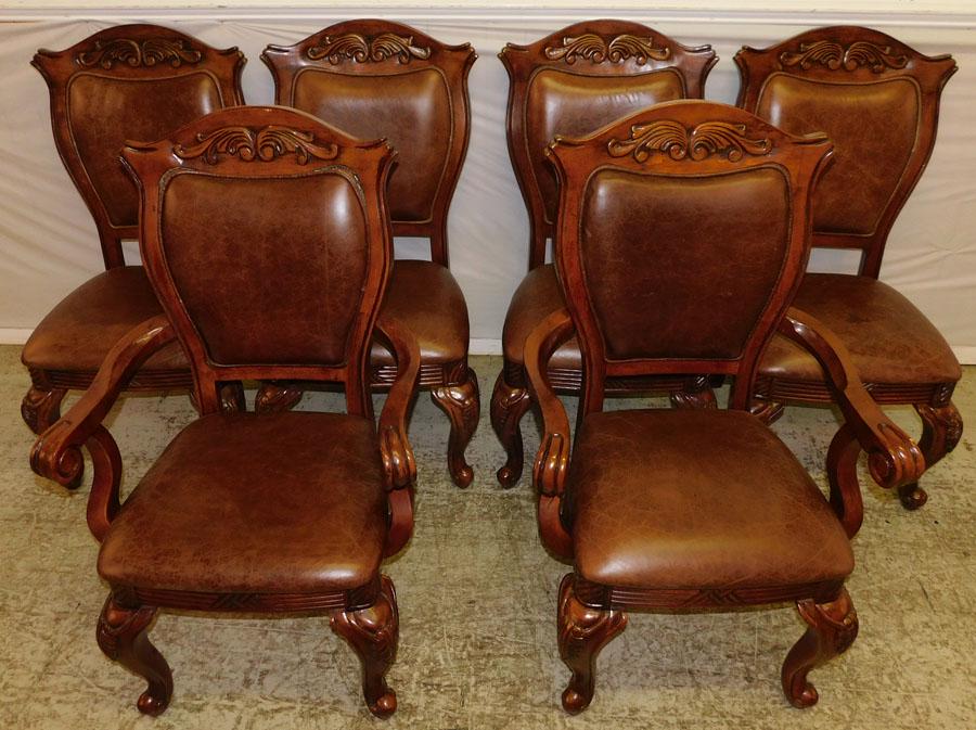 Set 6 Mahogany & Leather Dining Chairs (1 of 7)