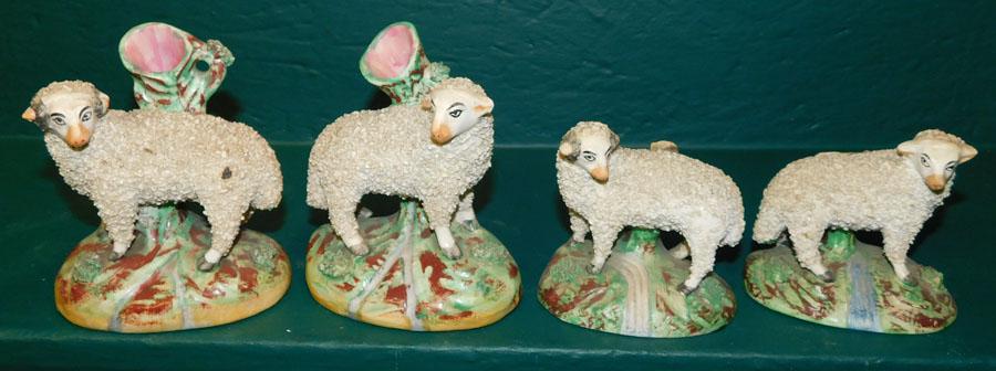 Lot Of 4 Staffordshire Figures W/ Coralene Work (1 of 7)