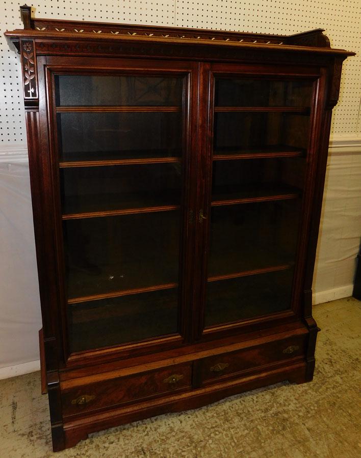 Walnut Victorian Bookcase (1 of 5)