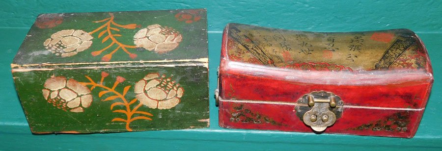 Pntd Wood Box & Pntd Leather Opium Pillow Box (1 of 5)