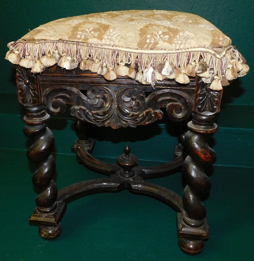 19th C Barley Twist Stretcher Base Wal Bench (1 of 4)