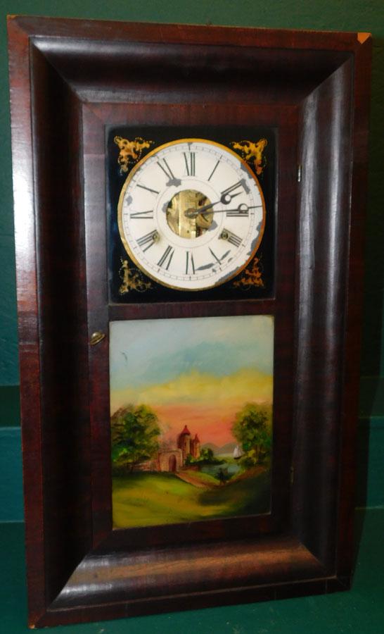 Mahogany Ogee Clock Reverse Painted Panel (1 of 4)