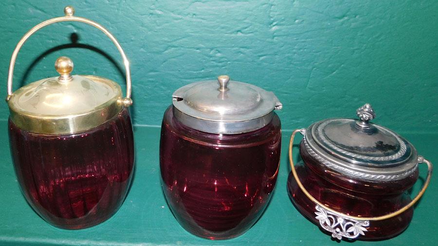 Three Cranberry & SP Biscuit Jars (1 of 2)