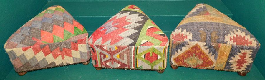 Three Carpet Upholstered Ottomans (1 of 4)