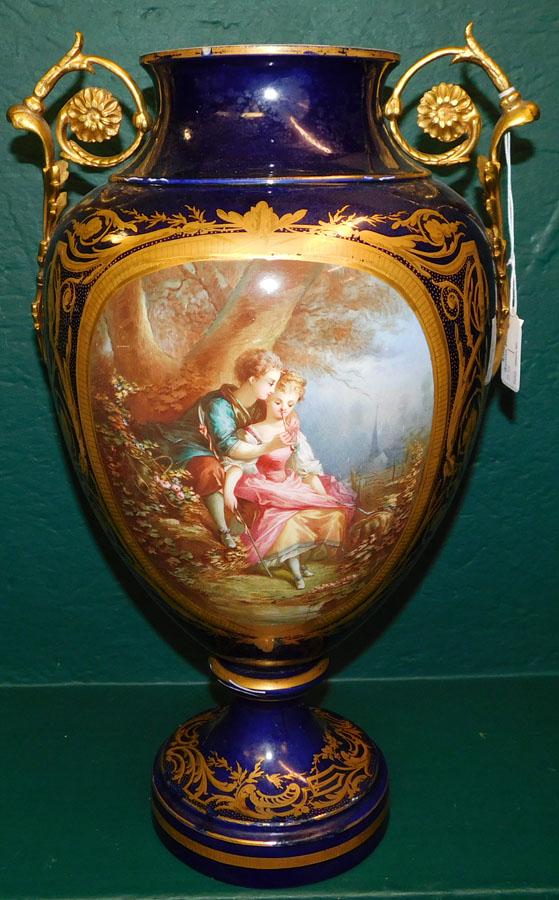 19th C Sevres HP Vase W/ Ormolu Gilt Mounts (1 of 6)