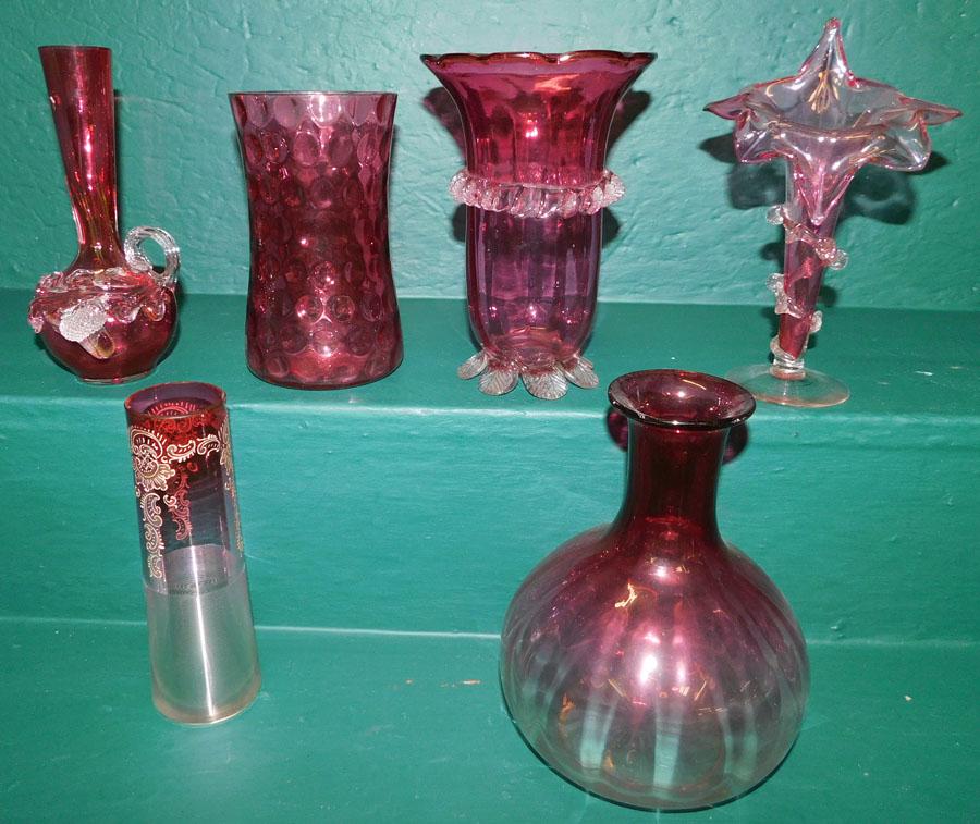 6 Pc Cranberry Glass (1 of 4)